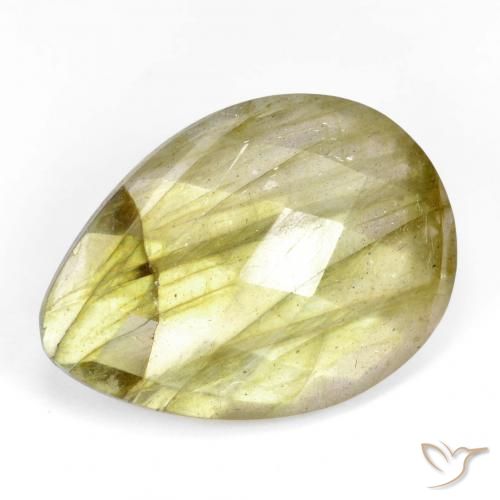 10.67 ct Multicolor Labradorite Stone, Natural Labradorite in Pear Checkerboard Shape for Sale