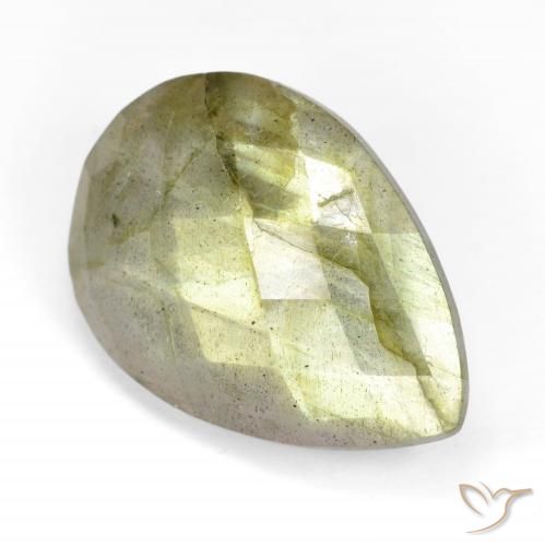11.84 ct Multicolor Labradorite Stone, Natural Labradorite in Pear Checkerboard Shape for Sale