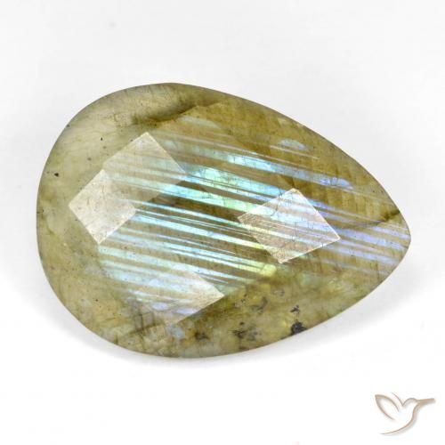 9.93 ct Pear Checkerboard Labradorite, 21.9 x 16 mm From Madagascar, Photo A