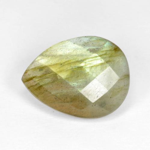 15,9 x 12mm mehrfarbiger Labradorit im Birnen Schachbrett aus Madagaskar, Gewicht 5,71 ct, Garantiert echter Edelstein in Translucent Reinheit, 1 Stück Labradorit - die Farbe ist Mehrfarbig, Mohs-Härte von 6 - 6,5, Photo A
