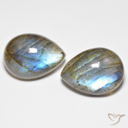 18.9 ct Pear Labradorite, 16.2 x 12.1 mm From Madagascar, Photo A