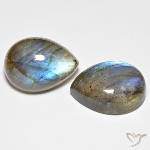 18.90 ctw Multicolor Labradorite Stones, Natural Labradorite in Pear Cabochon Shape for Sale