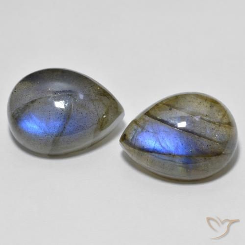21.3 ct Pear Labradorite, 16.2 x 12 mm From Madagascar, Photo A