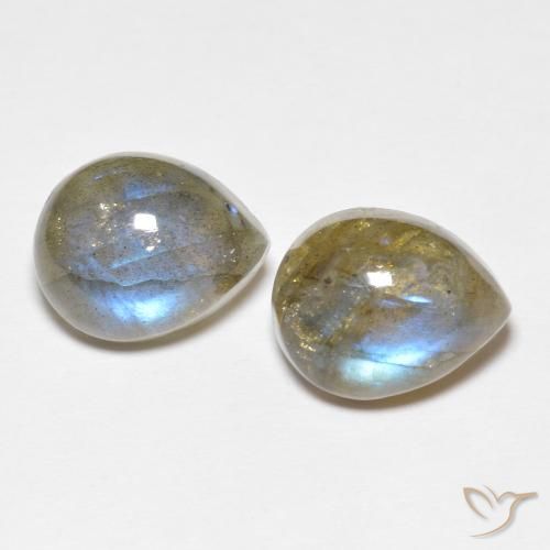 8.09 ct Pear Labradorite, 11.2 x 8.9 mm From Madagascar, Photo A