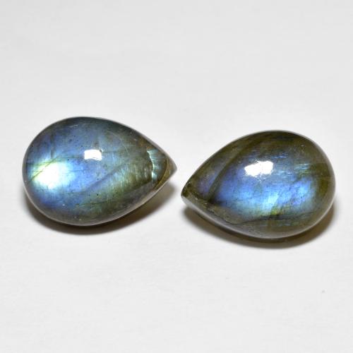 متعدد الألوان لابرادوريت حجر كريم - 6.6ct كابوشون كمثرى (ID: 623640)