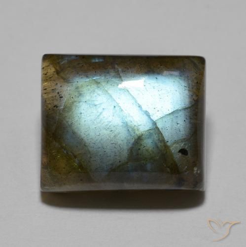 8.55 ct Baguette Labradorite, 12.2 x 10.2 mm From Madagascar, Photo A