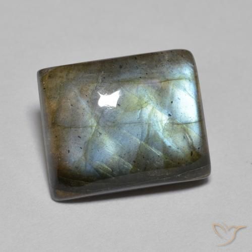 5.45 ct Multicolor Labradorite Stone, Natural Labradorite in Baguette Cabochon Shape for Sale