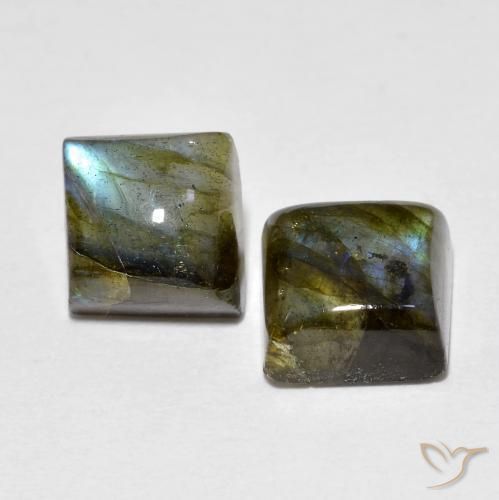 4.02 ctw Multicolor Labradorite Stones, Natural Labradorite in Square Cabochon Shape for Sale