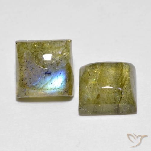3.96 ctw Multicolor Labradorite Stones, Natural Labradorite in Square Cabochon Shape for Sale