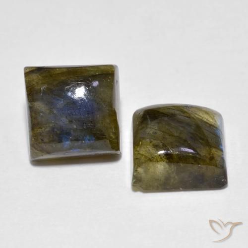 4.02 ctw Multicolor Labradorite Stones, Natural Labradorite in Square Cabochon Shape for Sale