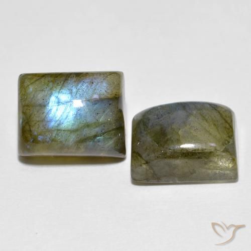 8.68 ctw Multicolor Labradorite Stones, Natural Labradorite in Baguette Cabochon Shape for Sale
