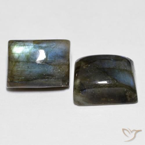 9.13 ctw Multicolor Labradorite Stones, Natural Labradorite in Baguette Cabochon Shape for Sale