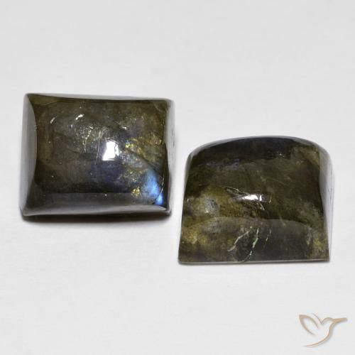 10.20 ctw Multicolor Labradorite Stones, Natural Labradorite in Baguette Cabochon Shape for Sale