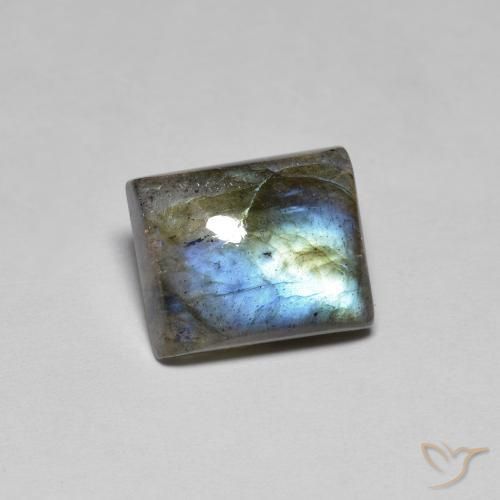 6.73 ct Multicolor Labradorite Stone, Natural Labradorite in Baguette Cabochon Shape for Sale