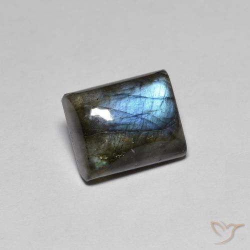6.48 ct Multicolor Labradorite Stone, Natural Labradorite in Baguette Cabochon Shape for Sale