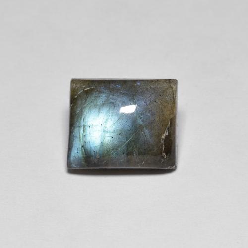 6.04ct Baguette Multicolor Labradorite from Madagascar, Dimension 11.9 x 9.9mm, Natural untreated Gemstone, Translucent Clarity, 1pc Baguette Cabochon Labradorite, Mohs Hardness of 6 - 6.5, Photo A