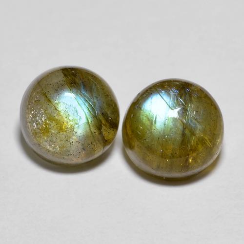 متعدد الألوان لابرادوريت حجر كريم - 1.1ct كابوشون دائرى (ID: 631651)