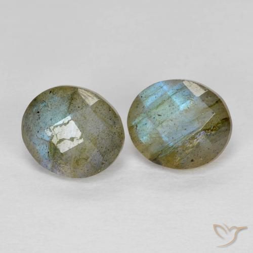 2.48 ctw Multicolor Labradorite Stones, Natural Labradorite in Oval Checkerboard Shape for Sale