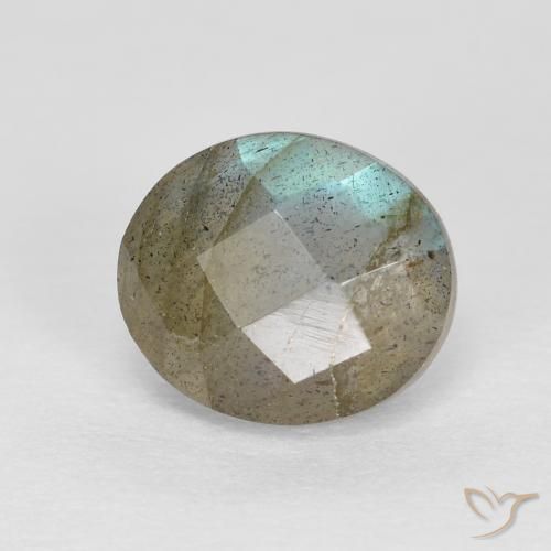 1.32 ct Multicolor Labradorite Stone, Natural Labradorite in Oval Checkerboard Shape for Sale