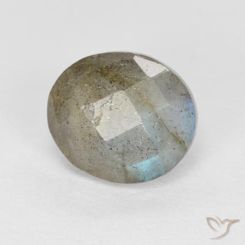 1.33 ct Oval Checkerboard Labradorite, 7.2 x 6.2 mm From Madagascar, Photo A