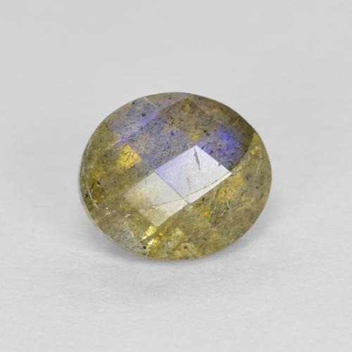 来自马达加斯加 1,16 克拉椭圆形彩色拉长石,尺寸 7,1 x 6,1 mm 毫米,天然宝石,半透明 净度,1 颗彩色拉长石,莫氏硬度为 6 - 6,5, Photo A