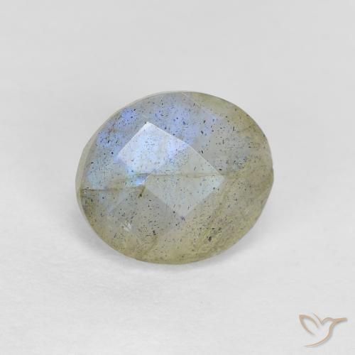 1.28 ct Multicolor Labradorite Stone, Natural Labradorite in Oval Checkerboard Shape for Sale