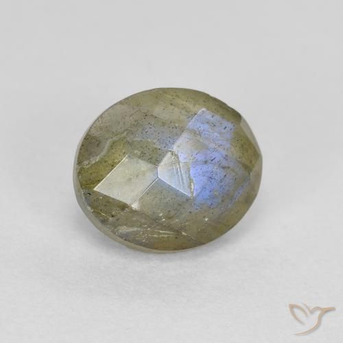 1.25 ct Multicolor Labradorite Stone, Natural Labradorite in Oval Checkerboard Shape for Sale