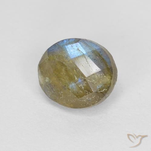 1.26 ct Multicolor Labradorite Stone, Natural Labradorite in Oval Checkerboard Shape for Sale