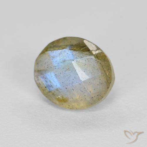1.22 ct Multicolor Labradorite Stone, Natural Labradorite in Oval Checkerboard Shape for Sale
