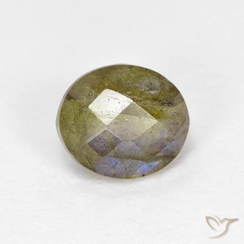 1.31 ct Oval Checkerboard Labradorite, 7.1 x 6.2 mm From Madagascar, Photo A