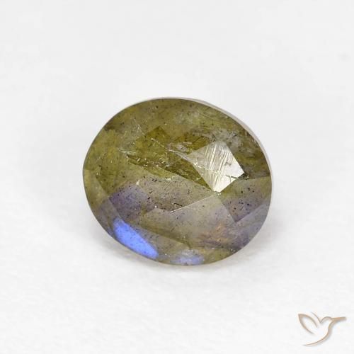 1.31 ct Multicolor Labradorite Stone, Natural Labradorite in Oval Checkerboard Shape for Sale