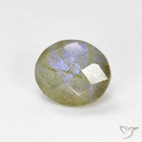 1.19 ct Multicolor Labradorite Stone, Natural Labradorite in Oval Checkerboard Shape for Sale