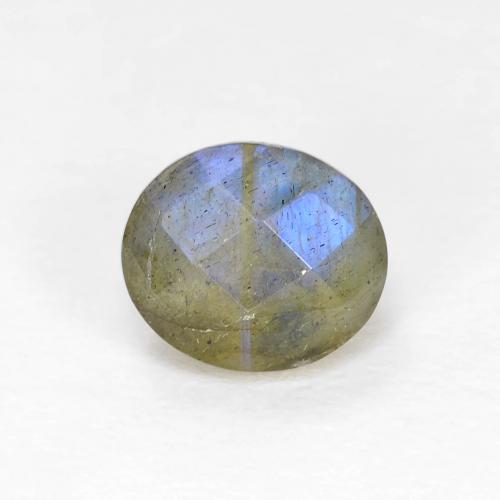 来自马达加斯加的 1,26 克拉椭圆形 彩色拉长石,尺寸 7 x 6 mm 毫米,半透明净度,天然宝石,1 彩色拉长石,莫氏硬度为 6 - 6,5, Photo A