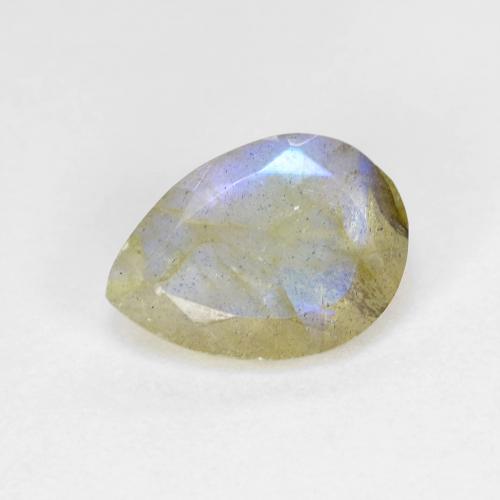 来自马达加斯加 2 克拉梨形彩色拉长石,尺寸 10,2 x 7,3 mm 毫米,天然宝石,半透明 净度,1 颗彩色拉长石,莫氏硬度为 6 - 6,5, Photo A