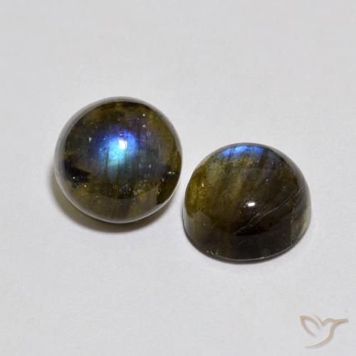 4.83 ctw Multicolor Labradorite Stones, Natural Labradorite in Round Cabochon Shape for Sale