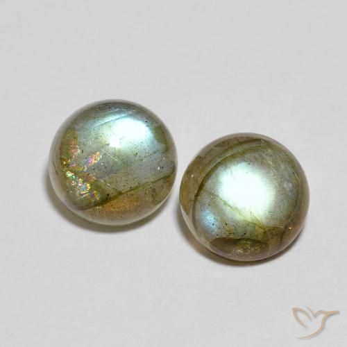 4.61 ctw Multicolor Labradorite Stones, Natural Labradorite in Round Cabochon Shape for Sale