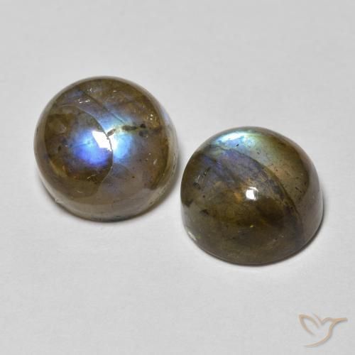 3.72 ctw Multicolor Labradorite Stones, Natural Labradorite in Round Cabochon Shape for Sale