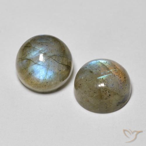 3.40 ctw Multicolor Labradorite Stones, Natural Labradorite in Round Cabochon Shape for Sale