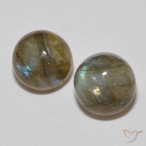 Coppia Labradorite Rotondo abbinata 7,2mm - Peso 3,6 ct totali / media. 1,8 ct ciascuno, pietra preziosa naturale non trattati, colore Multicolore in purezza Translucent, durezza Mohs 6 - 6,5, Photo A