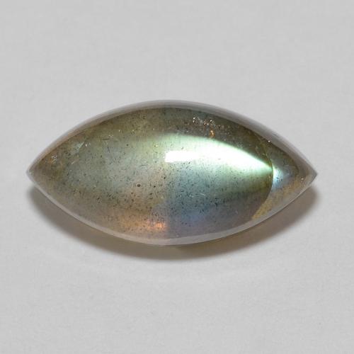 Labradorita Multicolor Marquesa de 2.54 ct de Madagascar, dimensión 12,1 x 6,1mm, piedra preciosa natural No tratado, claridad Translúcido, Labradorita Cabujón Cortada Marquesa de 1 pieza, dureza de Mohs de 6 - 6.5 , Photo A