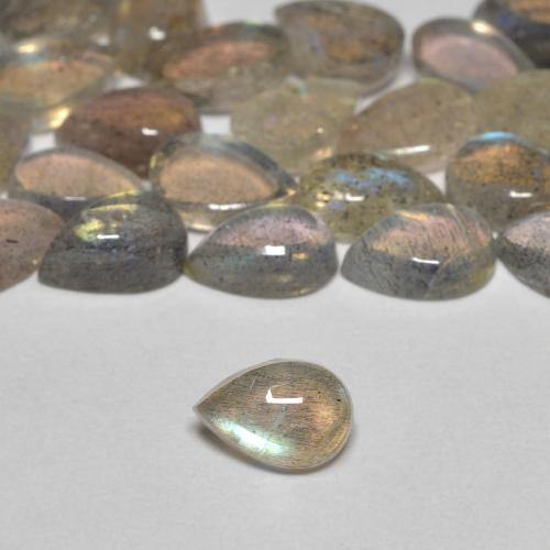0.44 ct Multicolor Labradorite Gemstone, Labradorite Gem in Pear Cabochon Shape for Sale.