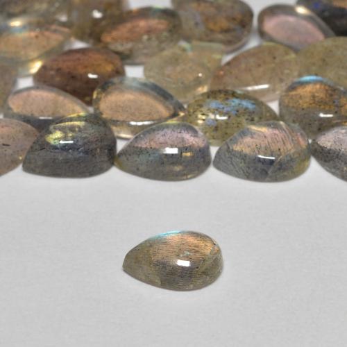 0.44 ct Multicolor Labradorite Stone, Natural Labradorite in Pear Cabochon Shape for Sale