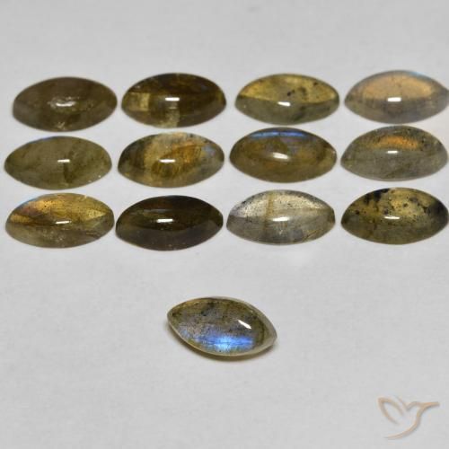 4.24 ctw Multicolor Labradorite Stones, Natural Labradorite in Marquise Cabochon Shape for Sale