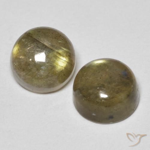 2.44 ctw Multicolor Labradorite Stones, Natural Labradorite in Round Cabochon Shape for Sale