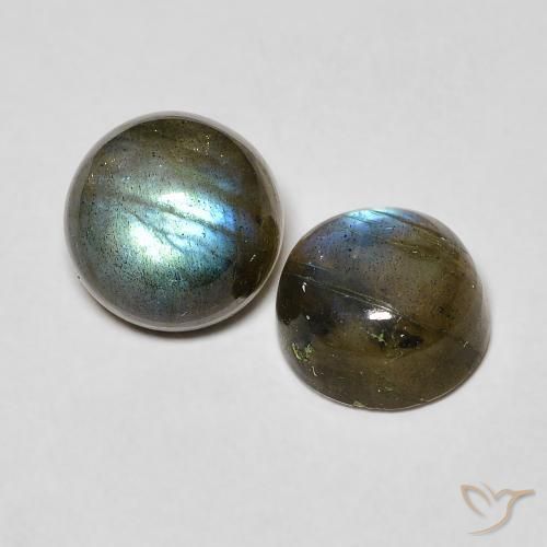 3.10 ctw Multicolor Labradorite Stones, Natural Labradorite in Round Cabochon Shape for Sale