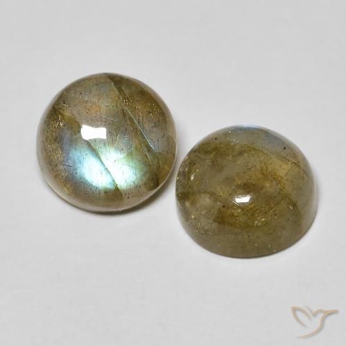 5.04 ctw Multicolor Labradorite Stones, Natural Labradorite in Round Cabochon Shape for Sale