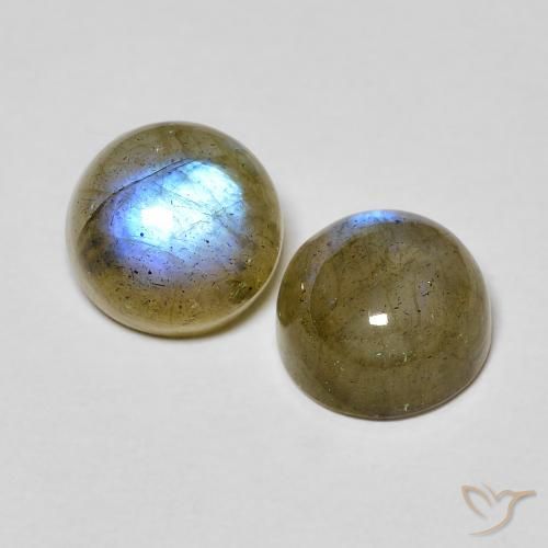 3.74 ctw Multicolor Labradorite Stones, Natural Labradorite in Round Cabochon Shape for Sale