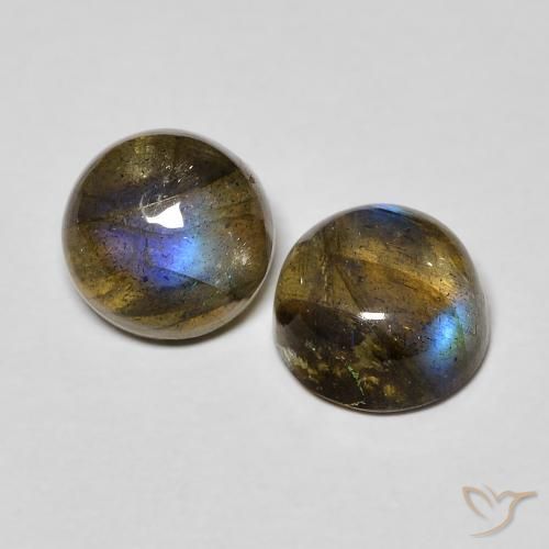 3.52 ctw Multicolor Labradorite Stones, Natural Labradorite in Round Cabochon Shape for Sale