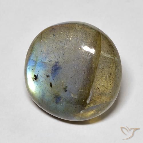 12.68 ct Multicolor Labradorite Stone, Natural Labradorite in Round Cabochon Shape for Sale