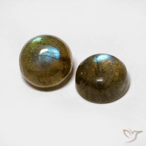 2.18 ctw Multicolor Labradorite Stones, Natural Labradorite in Round Cabochon Shape for Sale